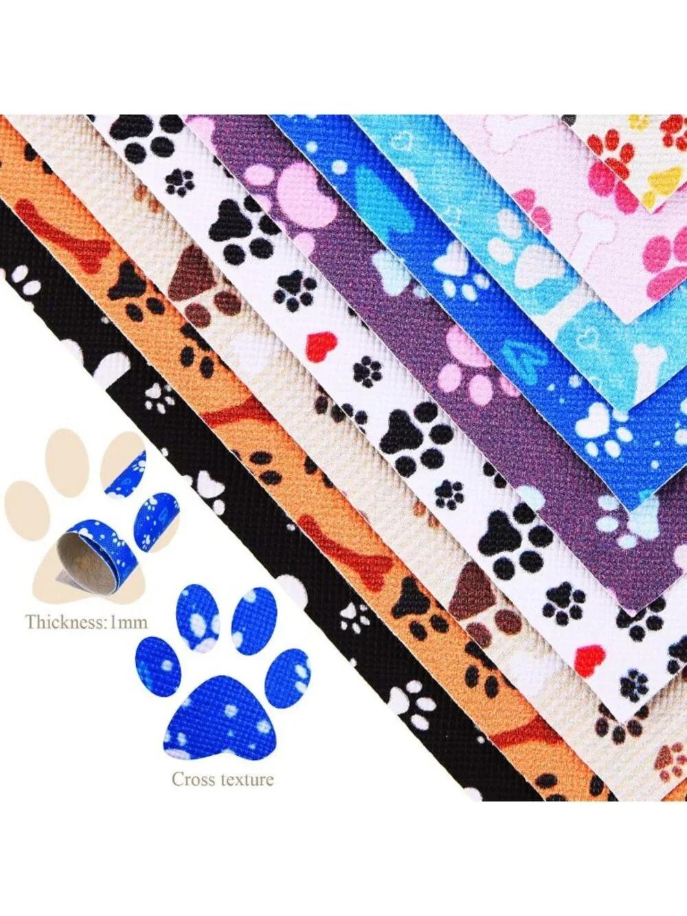 12 Pcs Paw Print Faux Leather Sheets for DIY Crafts, Earrings & Hair Bows